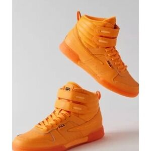 Fila‎ Orange High Top Sneakers Lace Up Hook and Loop Closure Men Youth Sz 6